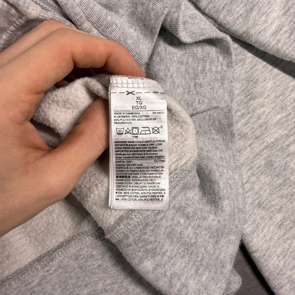 Gap Zip Up Hoodie XL Gray Wine Paisley Logo‎ Fleece Raglan Sweatshirt Babydoll